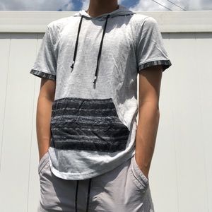 Grey T-Shirt Hoodie w/ patterns